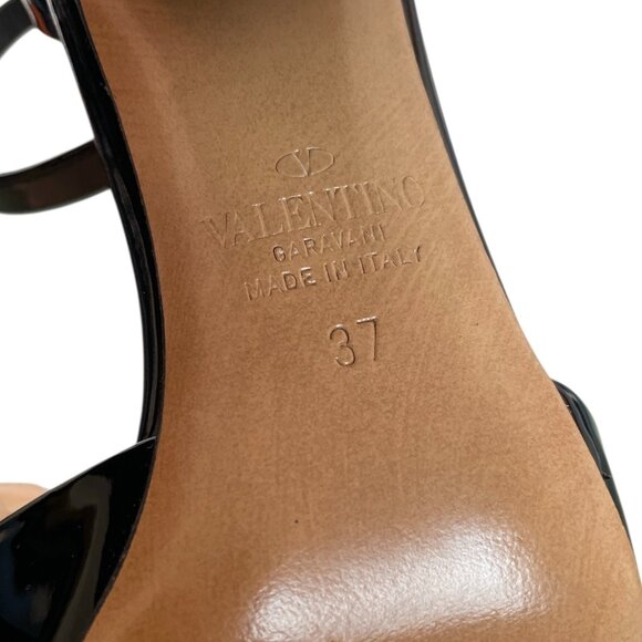 VALENTINO Garavani One Stud Patent Leather Block Heel Square Toe Pumps \\ 37 - Picture 9 of 11